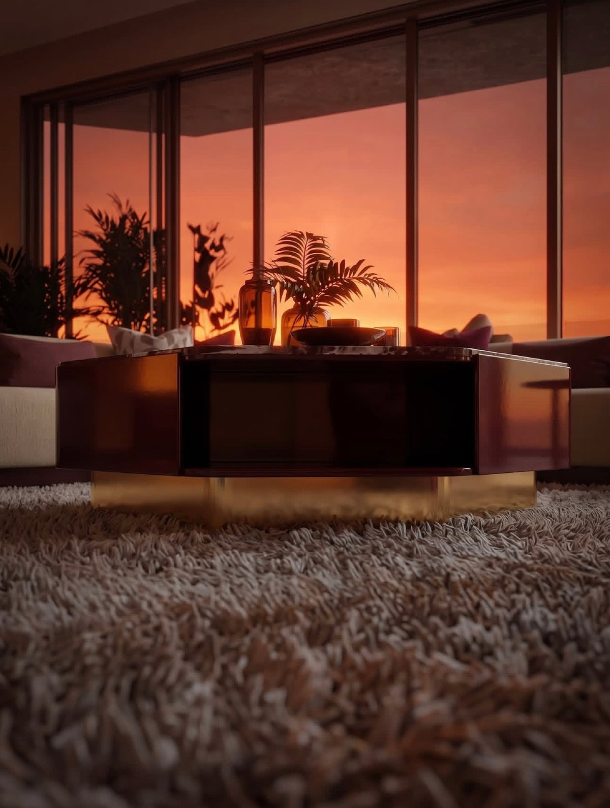Crimson Living Room