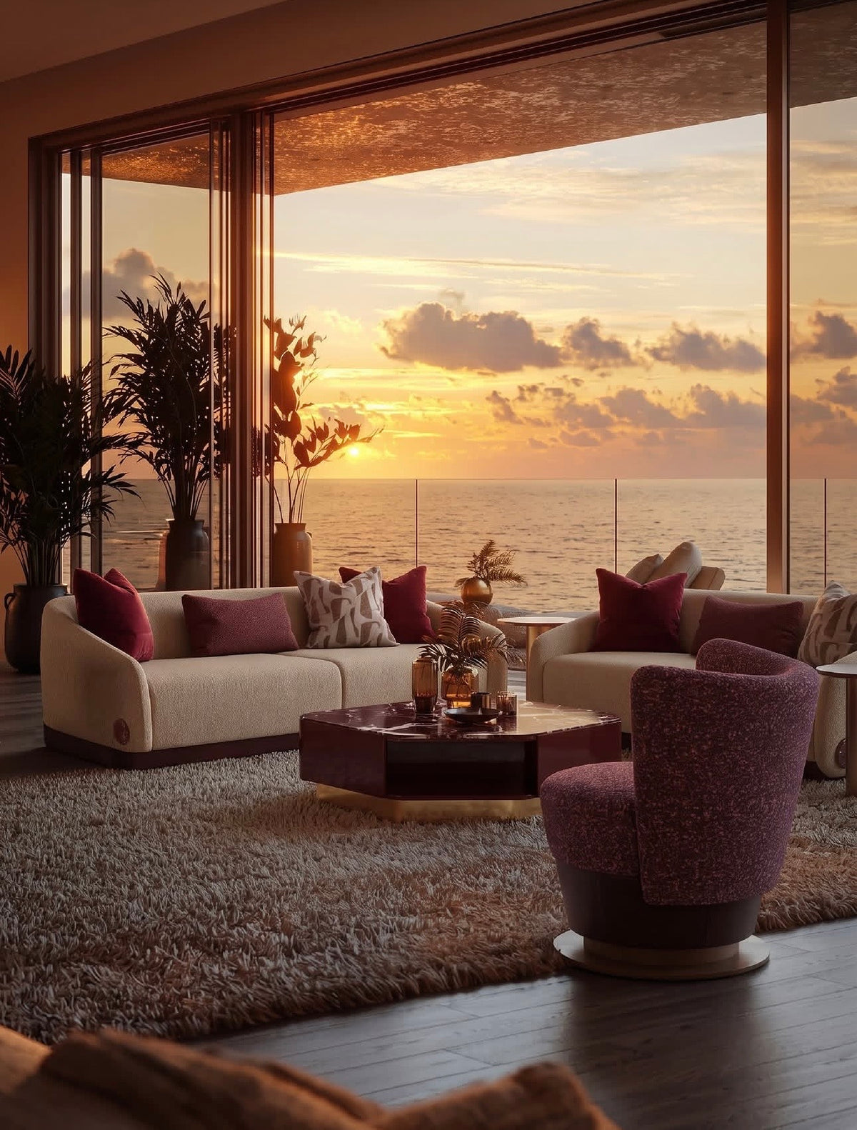 Crimson Living Room