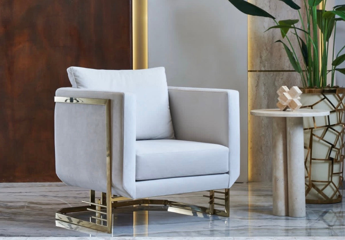 Rhythm luxury furniture collection featuring modular sofa, black dining table, gold detailed sideboard, and geometric modern design.