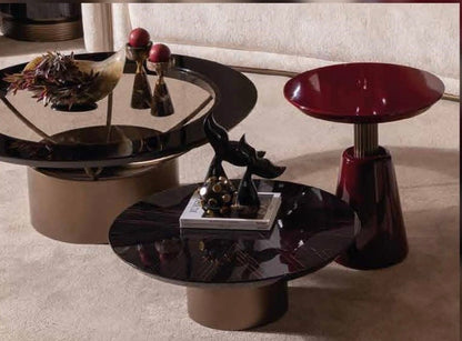 Apex luxury furniture collection with dark wood finishes, neutral seating, modern dining table, and high-end bedroom design.